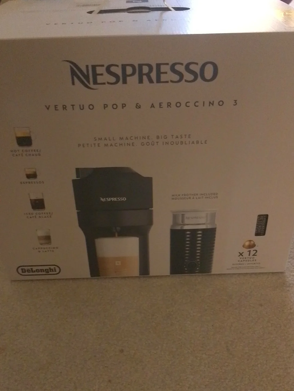 Nwt Nespresso Vertuo Pop & Aeroccino 3 Coffee Maker - Black